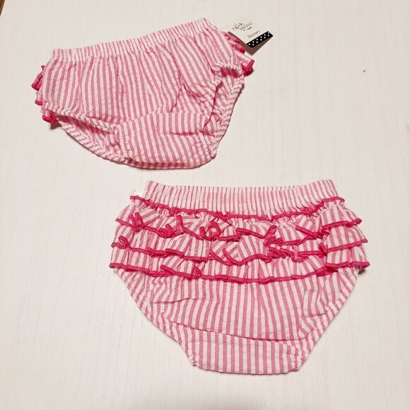 𝅺ella Jackson pink striped bloomers with ruffles new with tags size 0-6 months - Picture 2 of 4